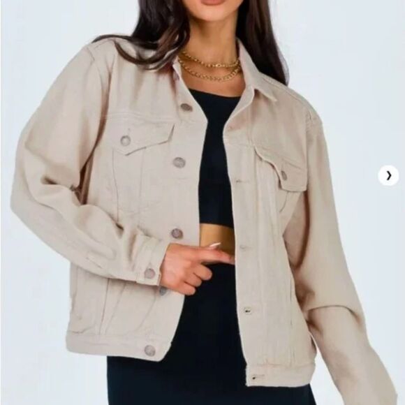 Princess Polly Jackets & Blazers - Princess Polly Western Denim Jacket Beige Size XS-S